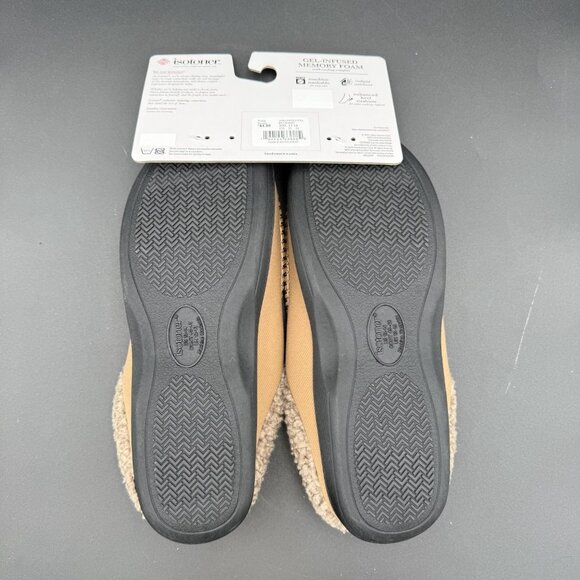 Isotoner Slippers Mens Size XXL 13-14 Memory Foam Tan Buckskin Sherpa Lining - Picture 3 of 5